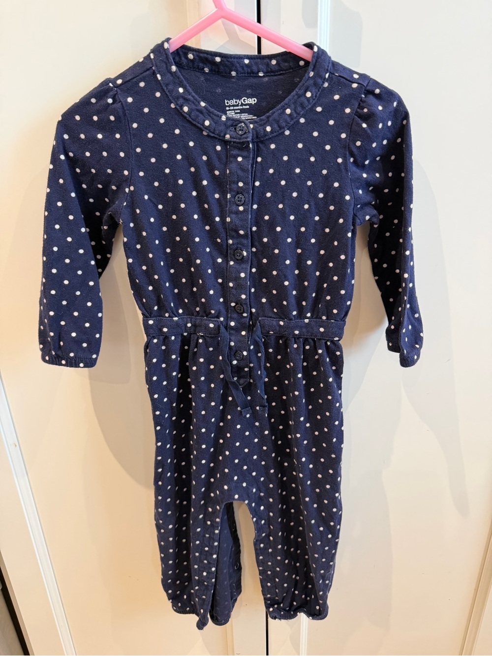 GAP 18-24m navy Polka Dot Knit Romper - Girls